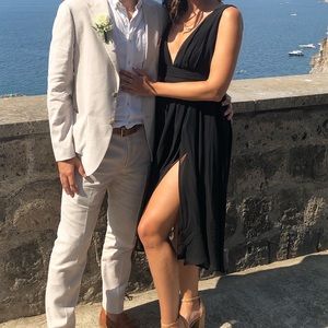 Lulus chiffon midi dress size small high slit low b front and back